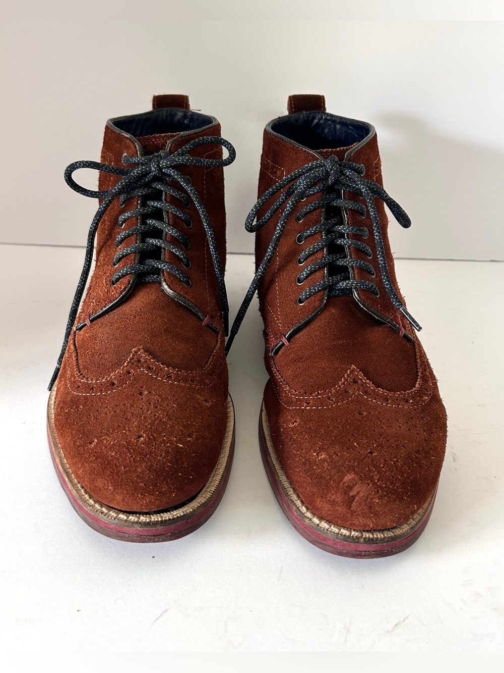 Ted Baker Suede Shennjo Boot Brogue Wingtip Brown Lace Up Men's EU41 Size US 8